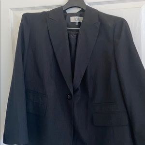 Ladies plus size business suit navy pin stripes